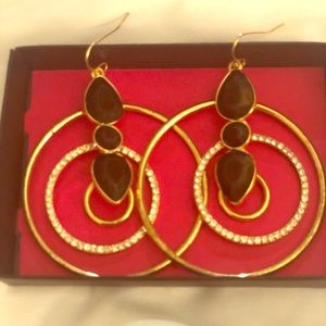 Gold and Black Hoop Earrings!